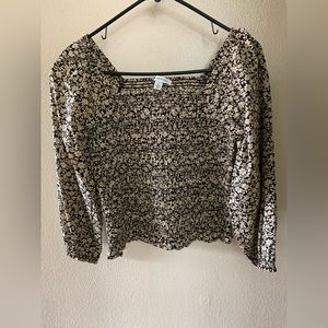 Free Assembly Shirred Floral Crop Top